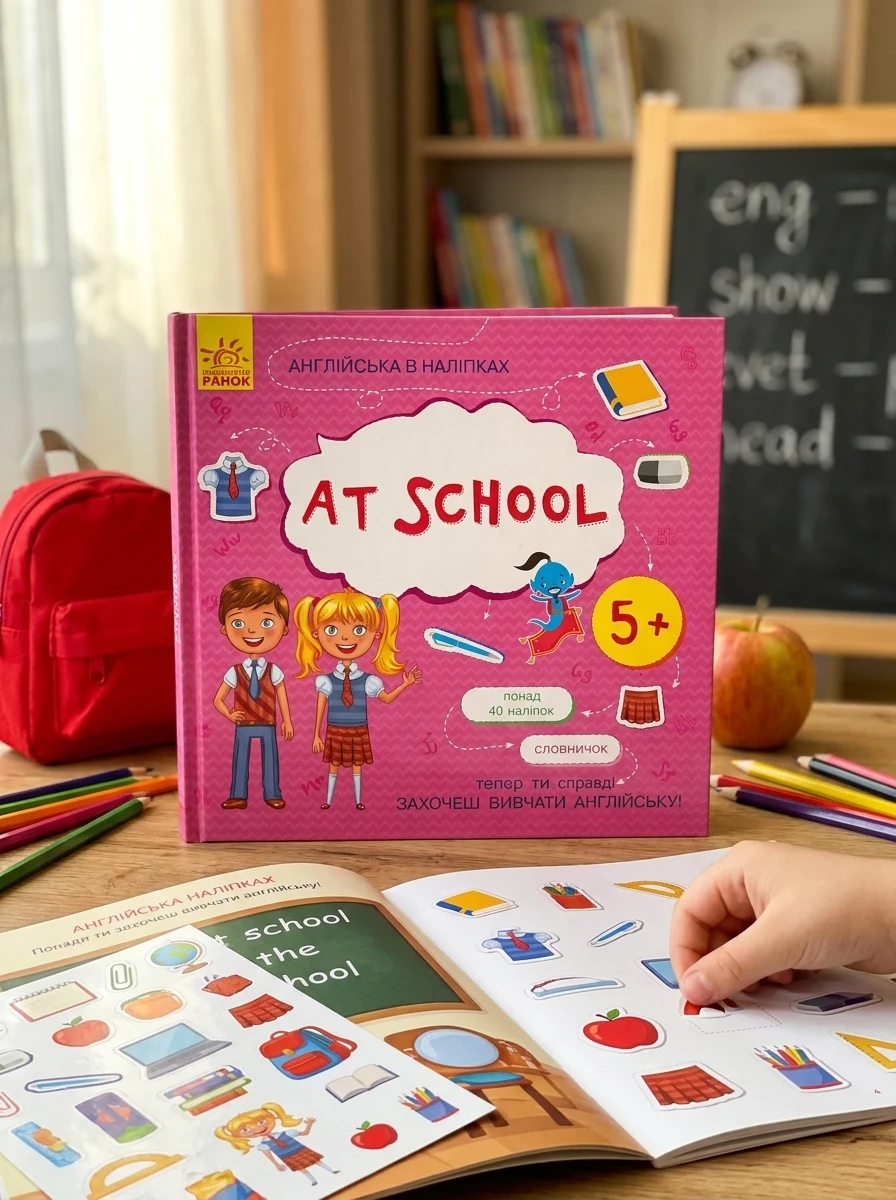 Англійська в наліпках. At School — Розвивальні книги
