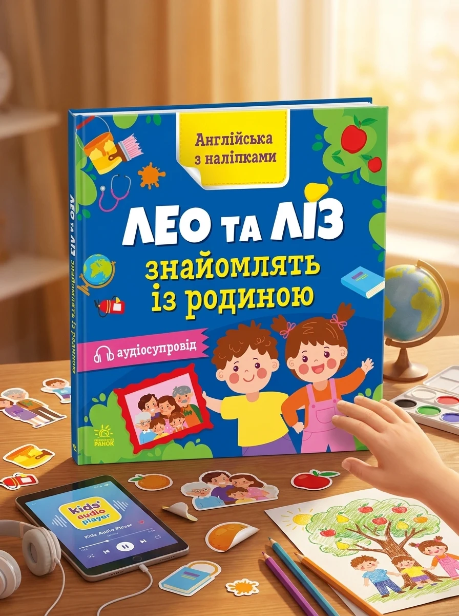Aнглійська з наліпками. Лео та Ліз знайомлять із родиною — Розвивальні книги