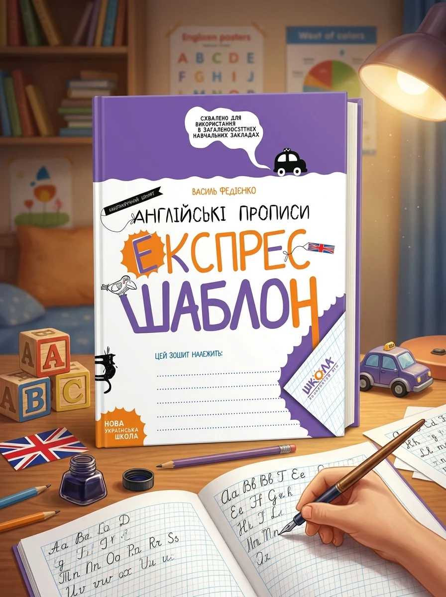 Англійські прописи. Каліграфічний шрифт. Експрес-шаблон — Підготовка до школи