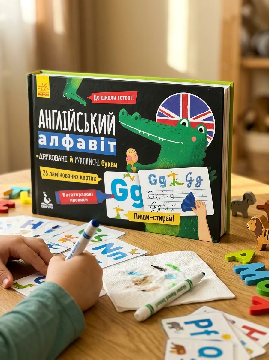 Англійський алфавіт. Багаторазові водні розмальовки — Розвивальні книги