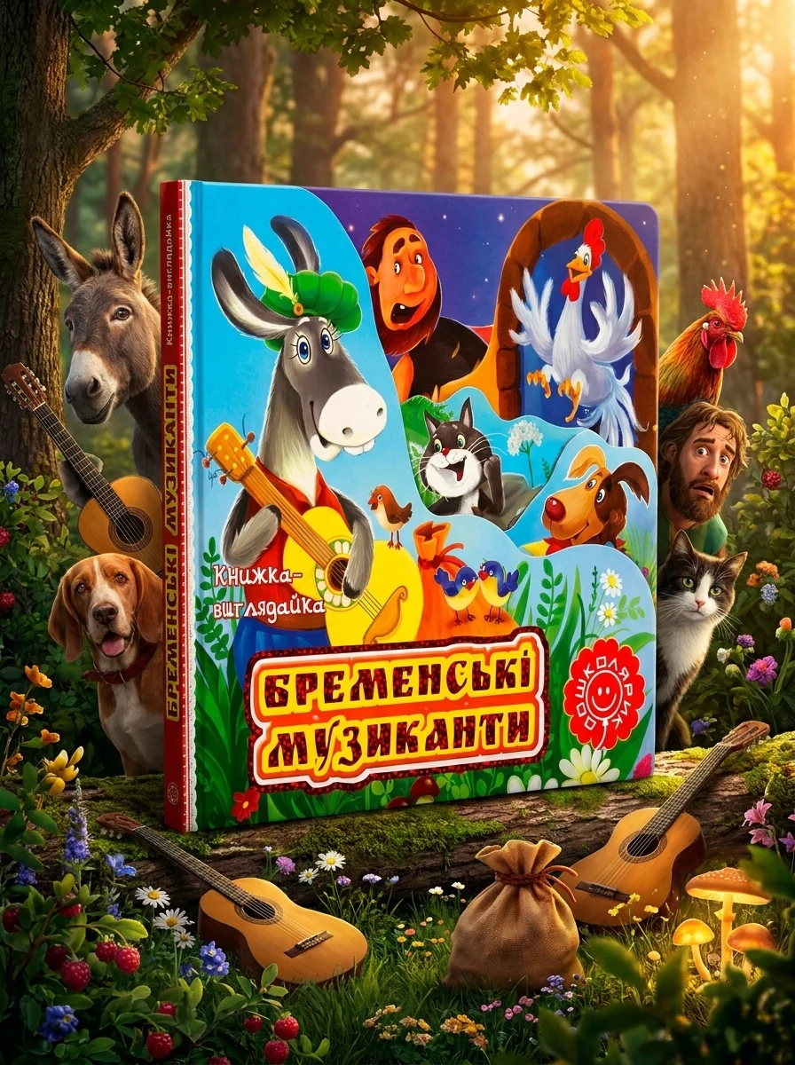 Бременські музиканти. Книжка-виглядайка — Казки