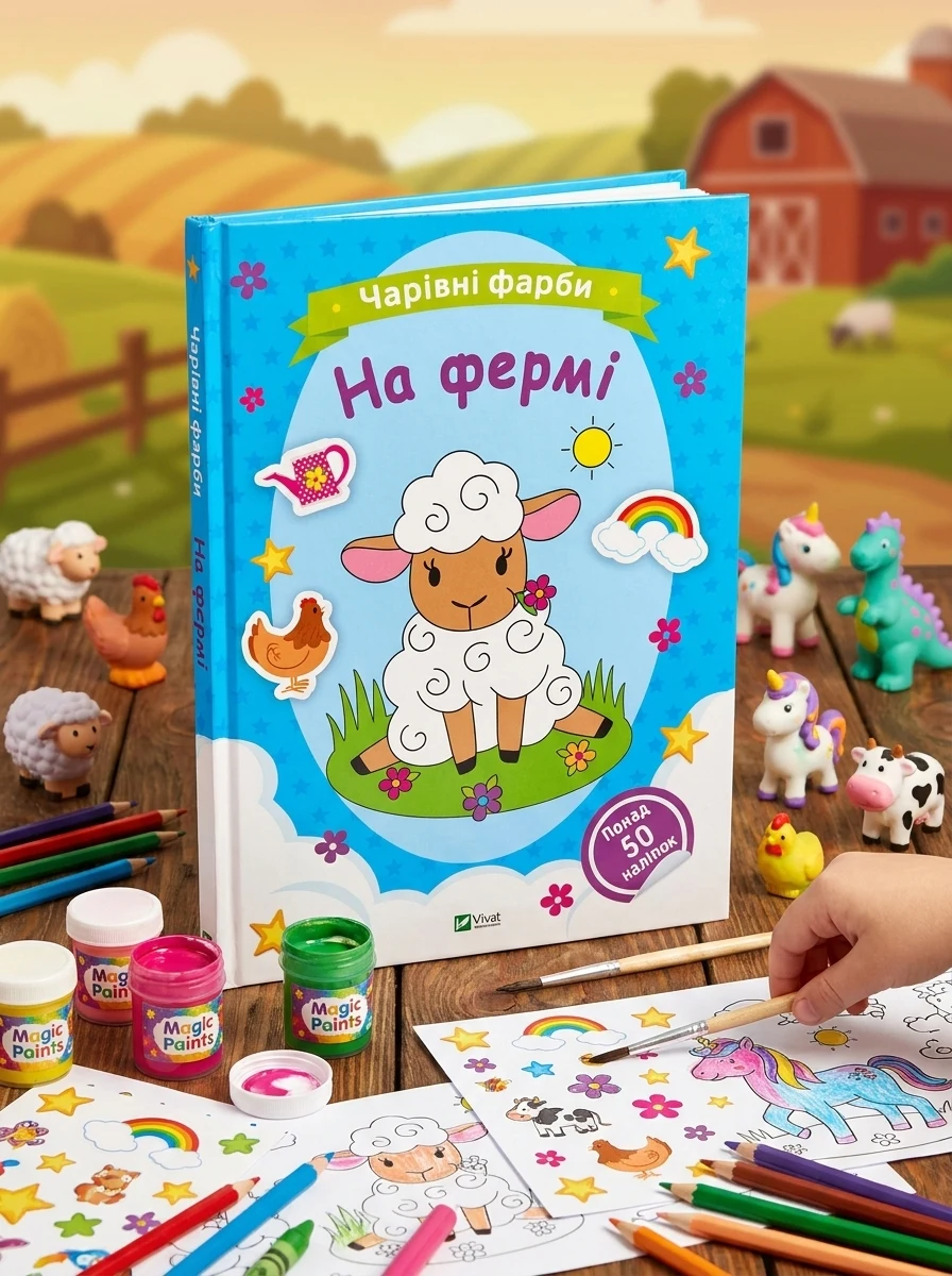 Чарівні фарби. На фермі — Розмальовки для дітей