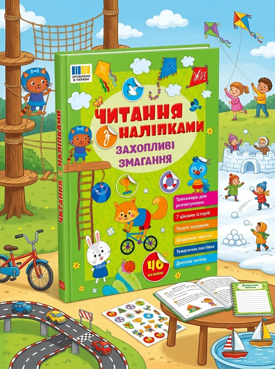 Читання з наліпками. Захопливі змагання — Книги з наліпками