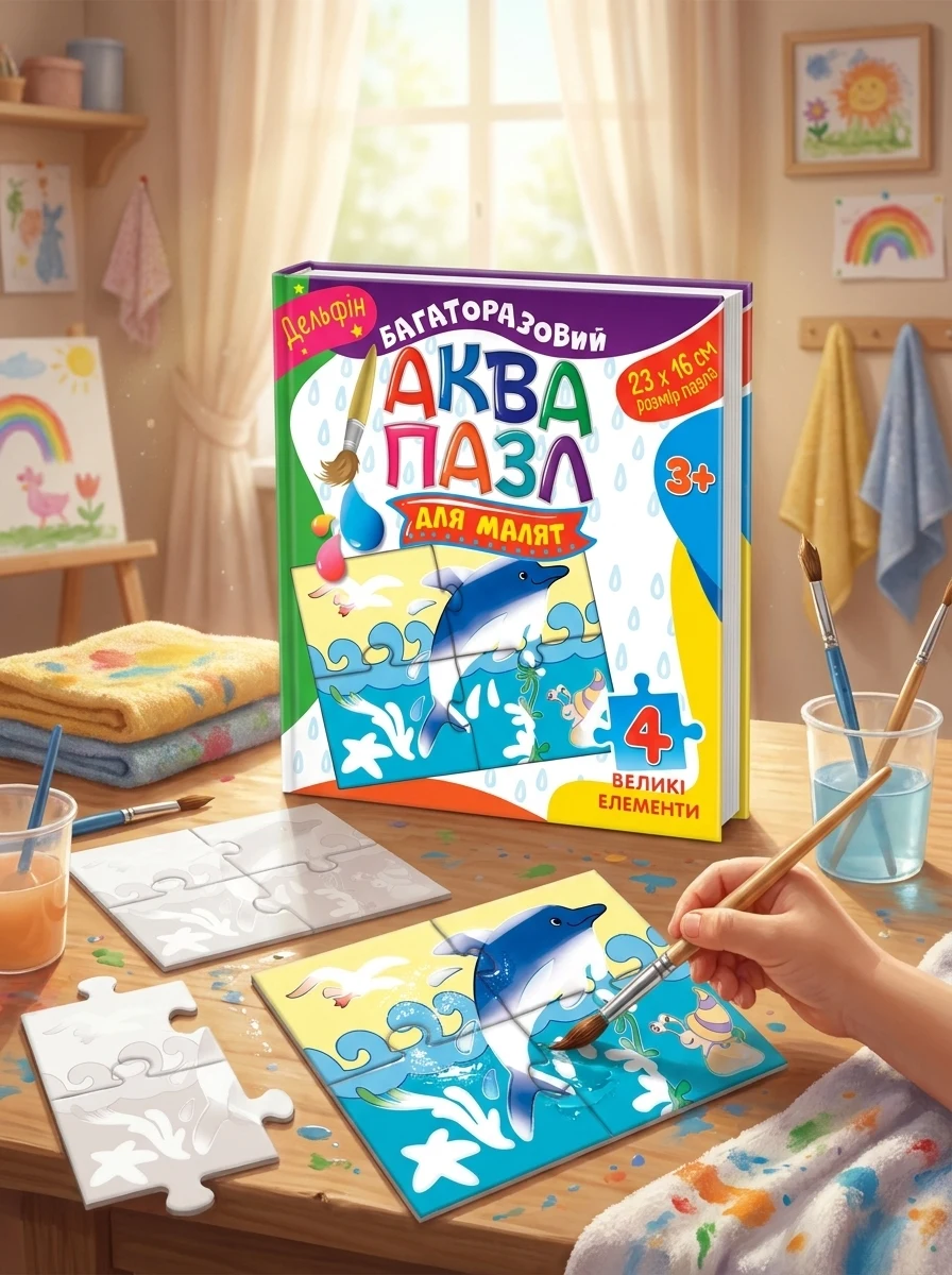 Дельфін. Багаторазовий аквапазл для малят — Розвивальні книги