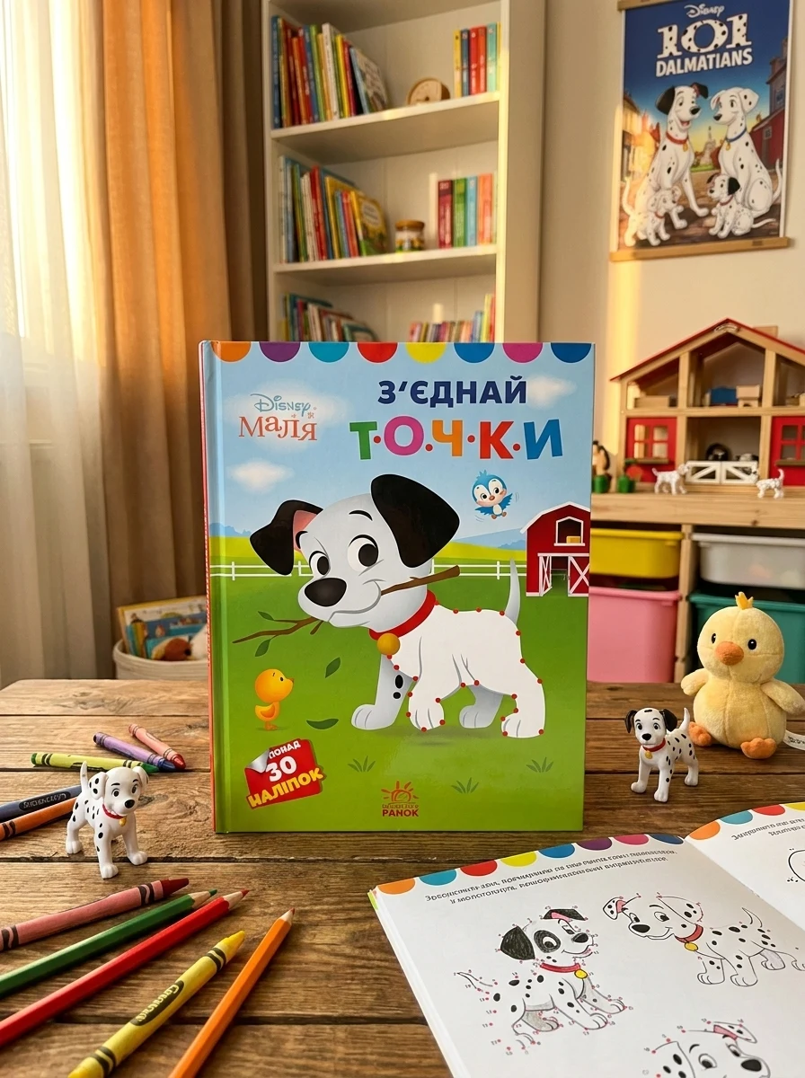 Disney Маля. Моя перша кольоровка. 101 далматинець. З'єднай точки — Розмальовки для дітей