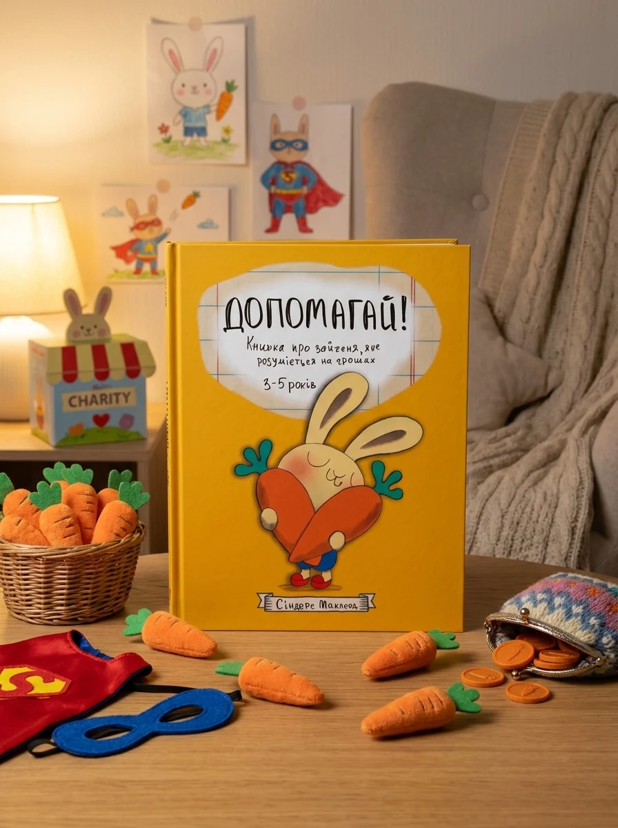 Допомагай! Книжка про зайченя, яке розуміється на грошах — Пізнавальні книги для дітей