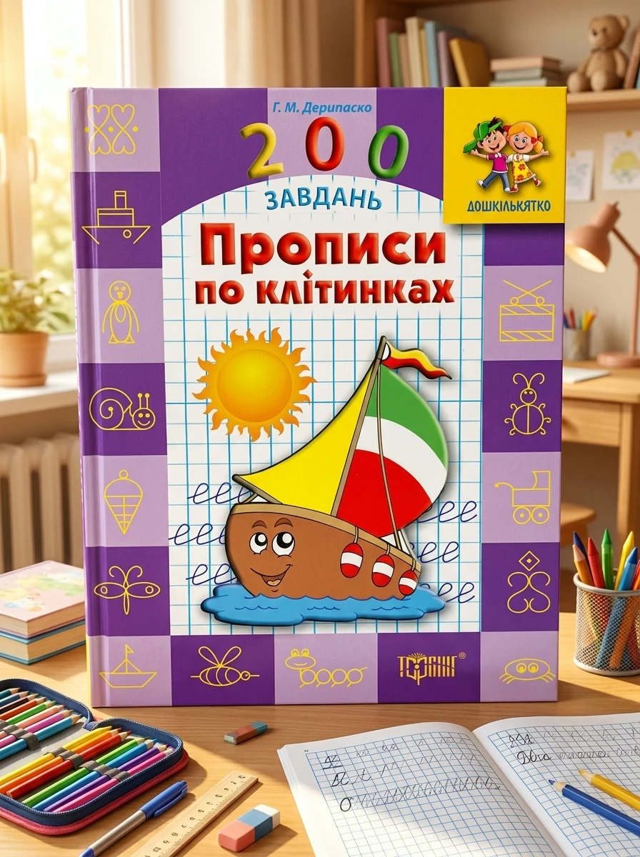 Дошкільнятко. 200 завдань. Прописи по клітинках