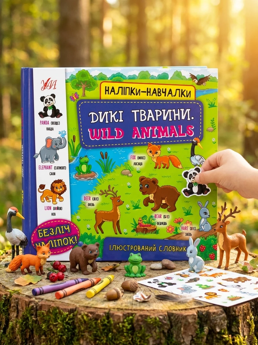 Дикі тварини / Wild Animals (Наліпки-навчалки) — Розвивальні книги