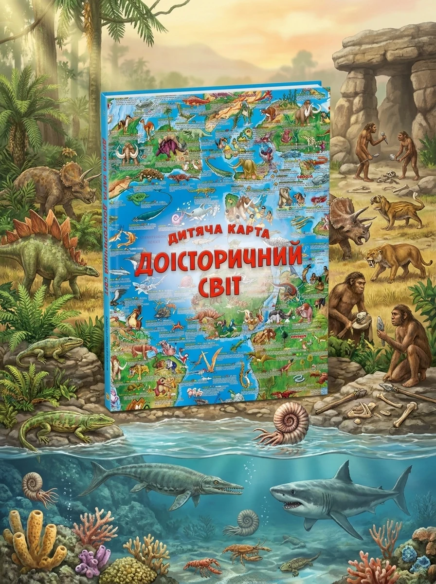 Дитяча карта «Доісторичний світ» — Дитячі подарункові книги