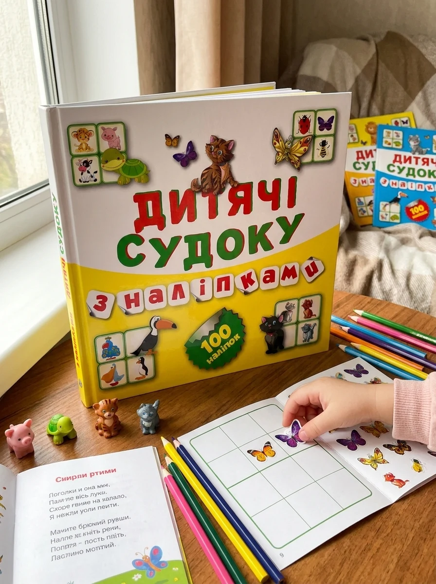 Дитячі судоку з наліпками. Котик. 100 наліпок — Книги з наліпками