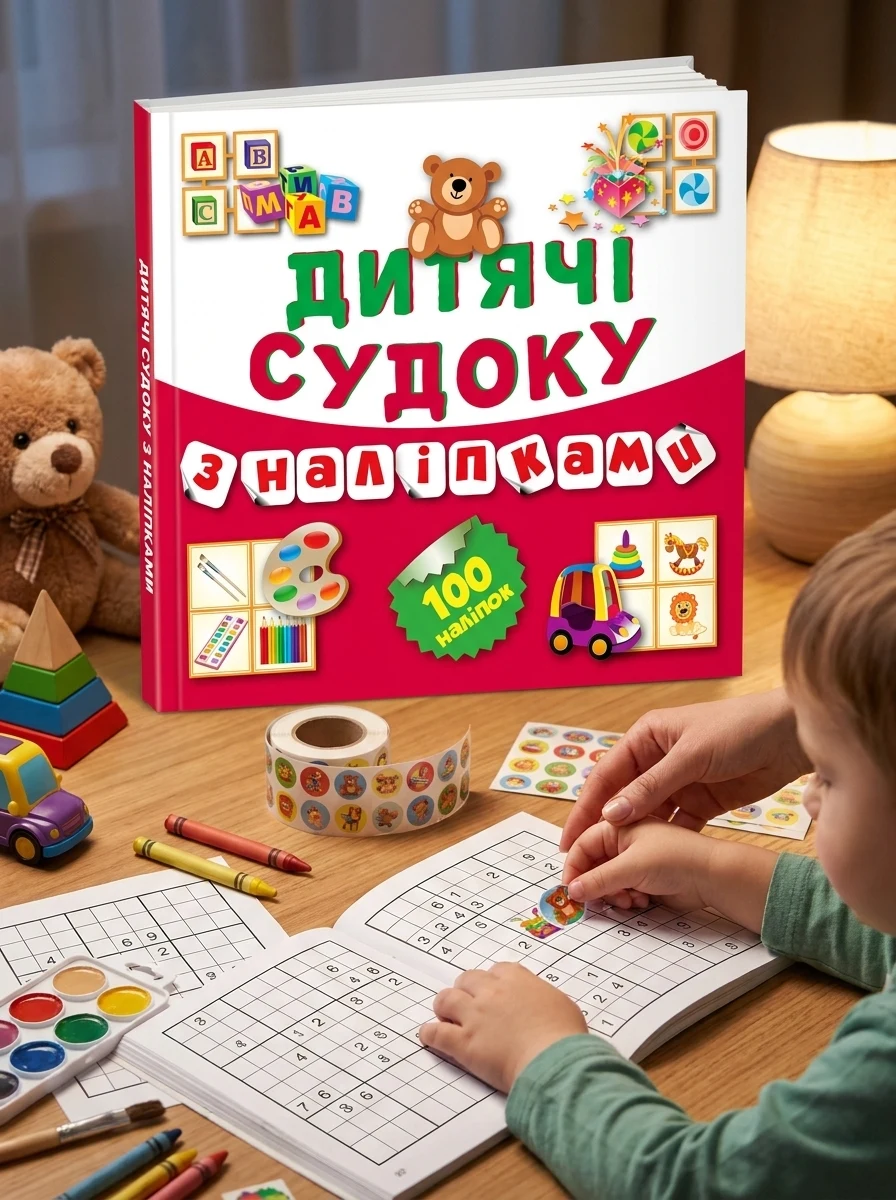 Дитячі судоку з наліпками. Ведмедик. 100 наліпок — Книги з наліпками