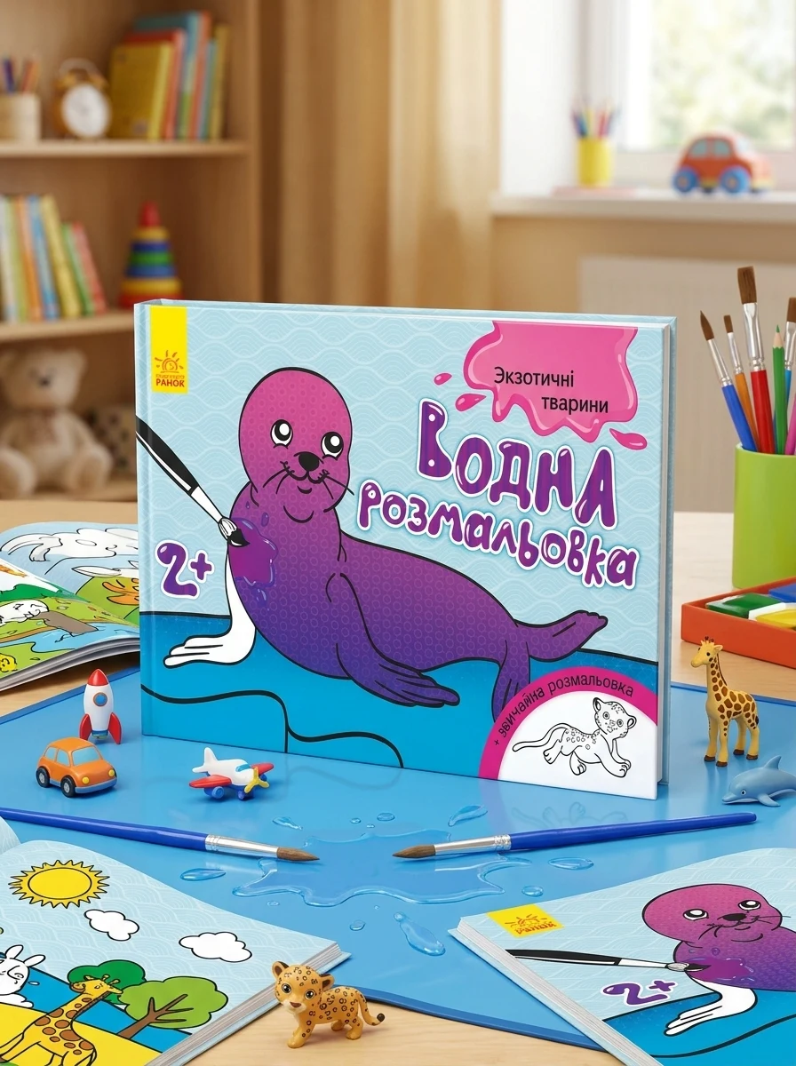 Екзотичні тварини. Водна розмальовка. Від 2 років — Розмальовки для дітей