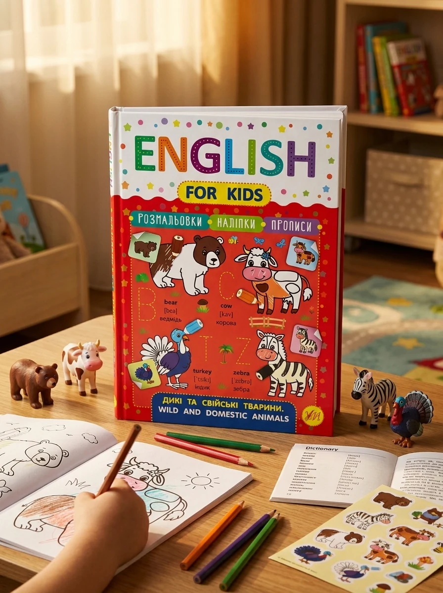English for Kids. Дикі та свійські тварини. Wild and Domestic Animals — Розвивальні книги