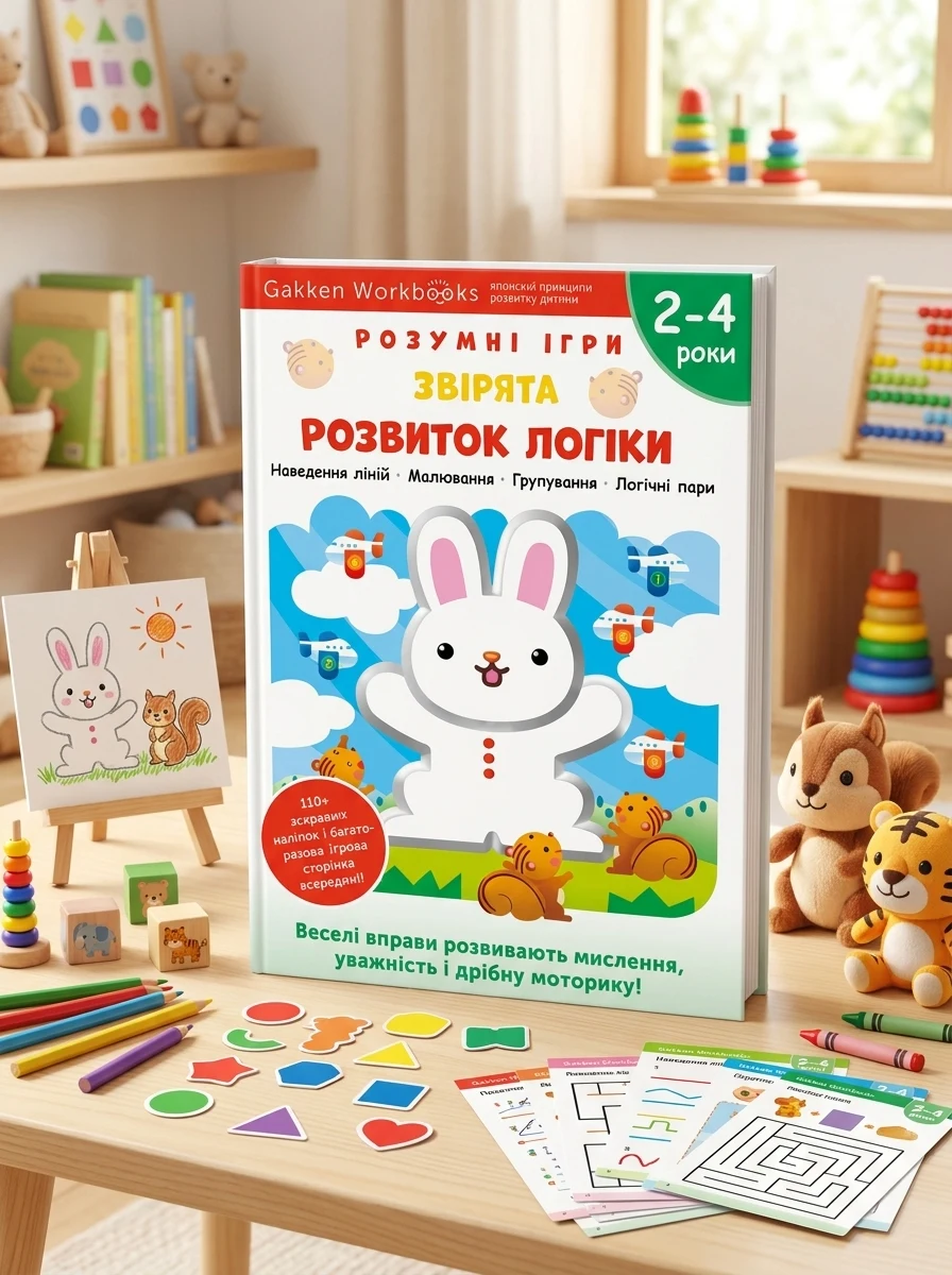 Gakken. Розумні ігри. Розвиток логіки. Звірята. 2-4 роки — Книги з наліпками