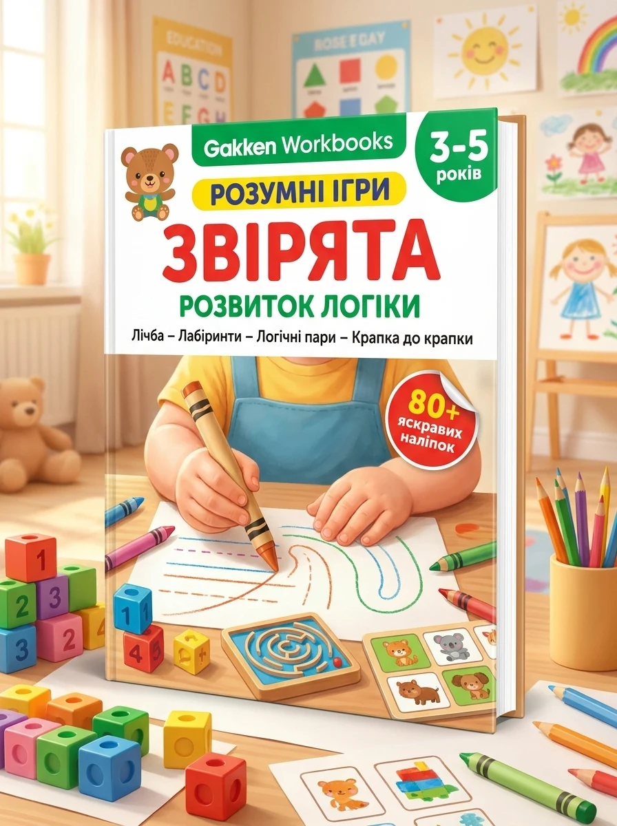 Gakken. Розумні ігри. Розвиток логіки. Звірята. 3-5 років — Книги з наліпками