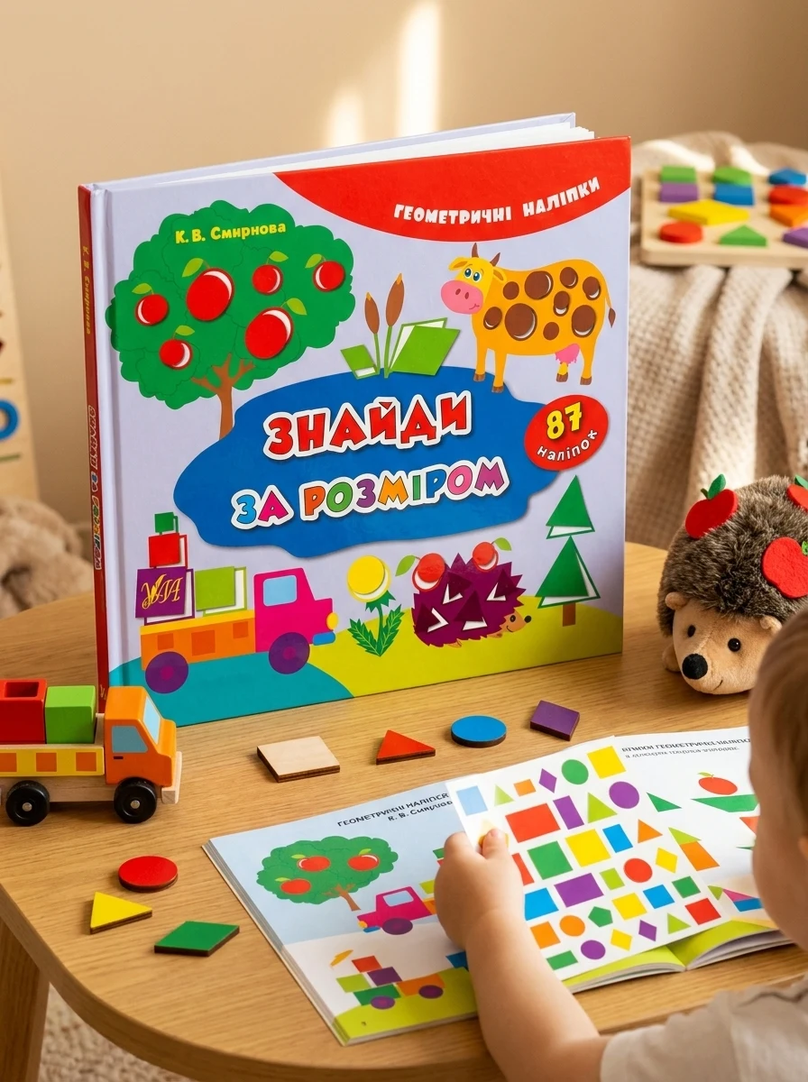 Геометричні наліпки. Полічи, знайди, наклей — Книги з наліпками