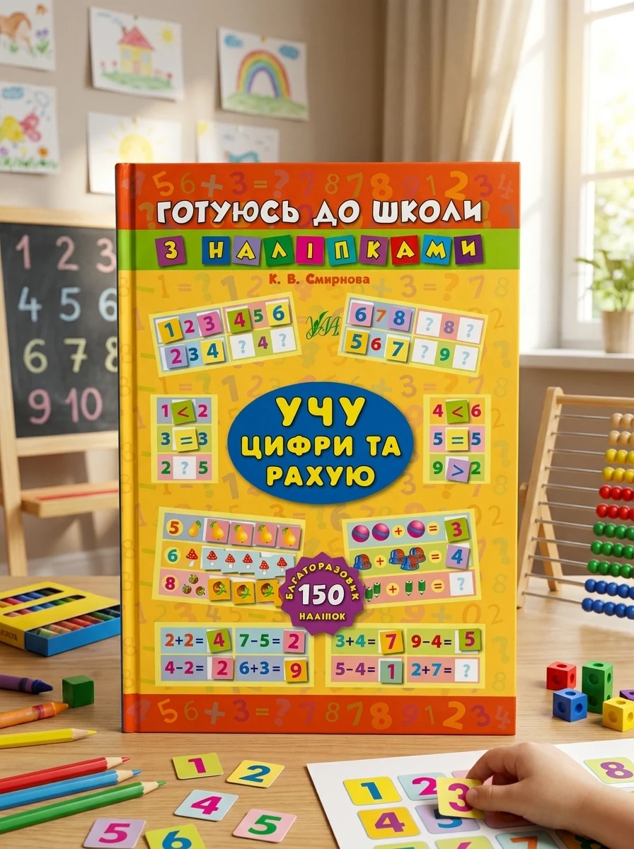 Готуюсь до школи з наліпками. Учу цифри та рахую — Книги з наліпками