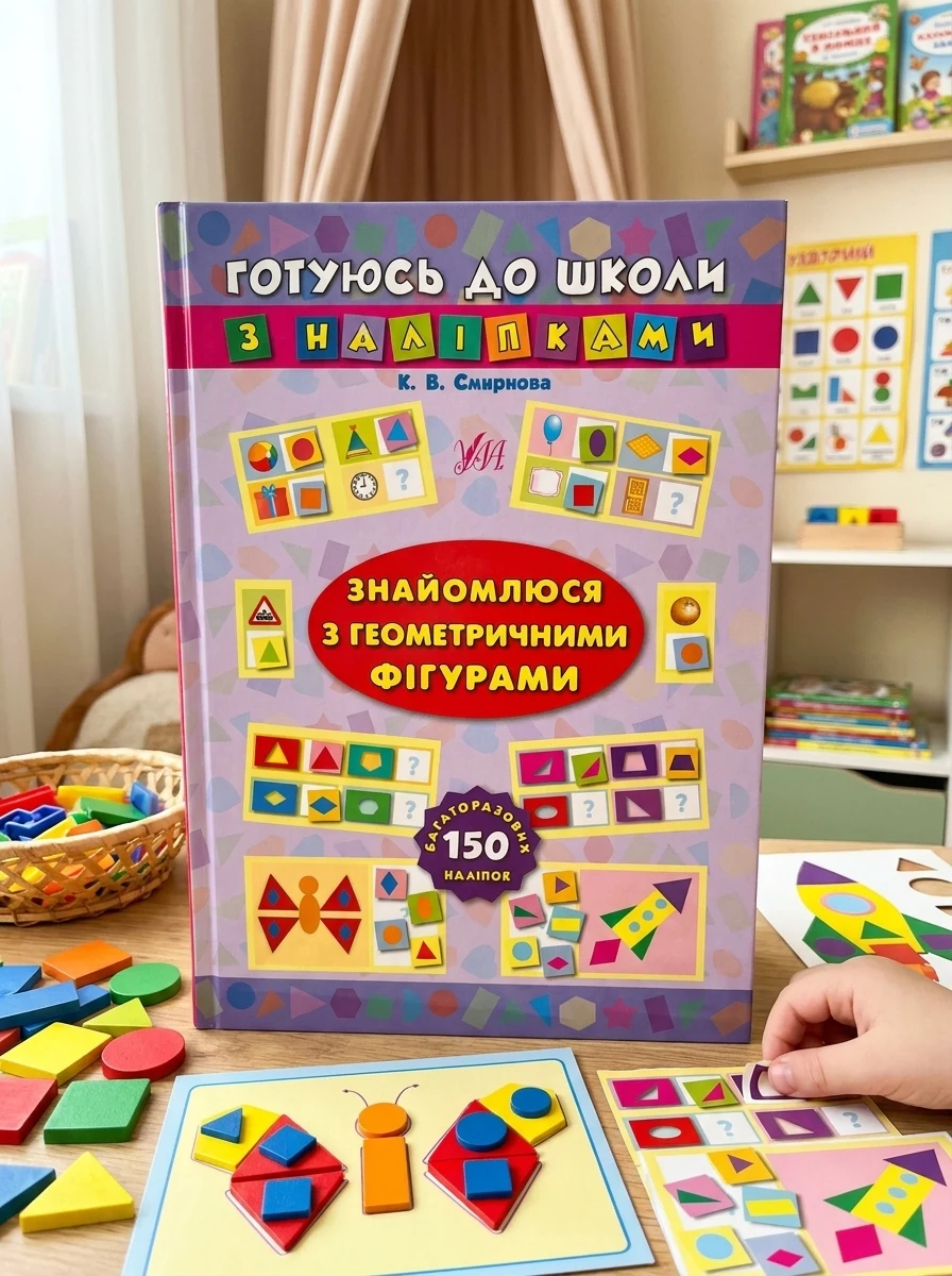 Готуюсь до школи з наліпками. Знайомлюся з геометричними фігурами — Книги з наліпками