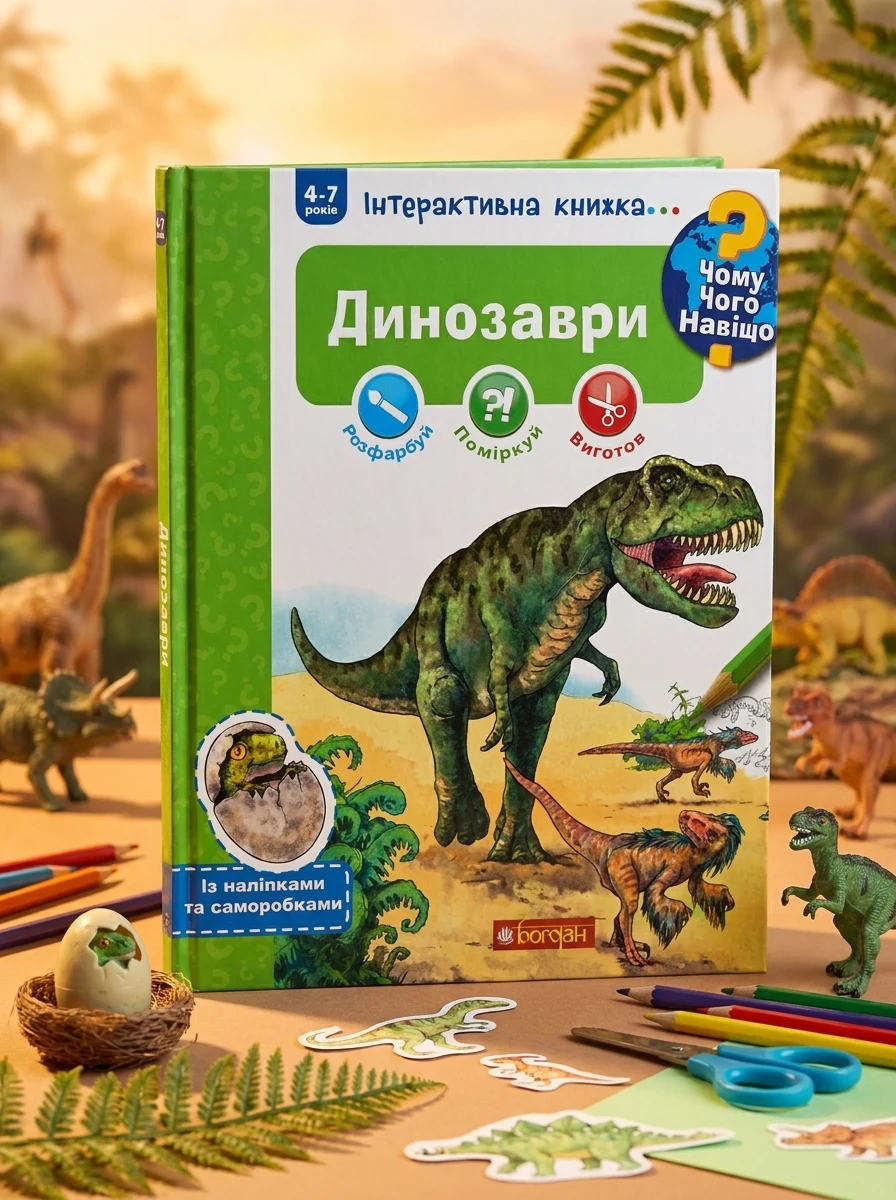 Інтерактивна книжка... Чому? Чого? Навіщо? Динозаври — Книги-іграшки