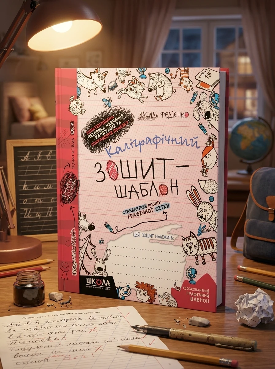 Каліграфічний зошит-шаблон. Стандартний розмір графічної сітки — Книги для школи