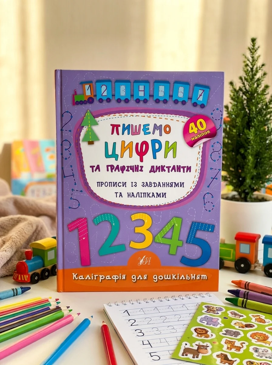 Каліграфія для дошкільнят. Пишемо цифри та графічні диктанти. Прописи із завданнями та наліпками — Книги з наліпками