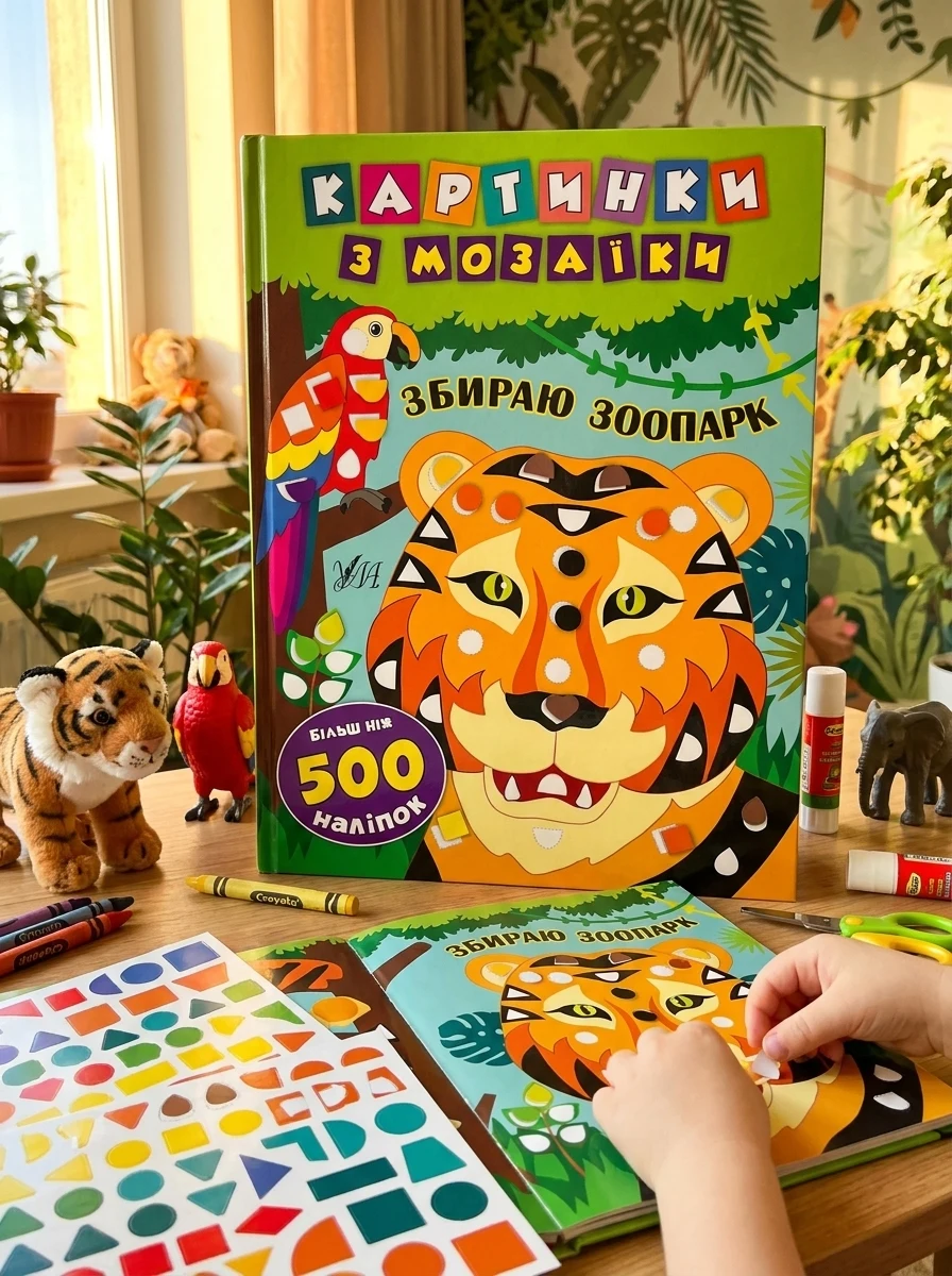 Картинки з мозаїки. Збираю зоопарк — Книги з наліпками