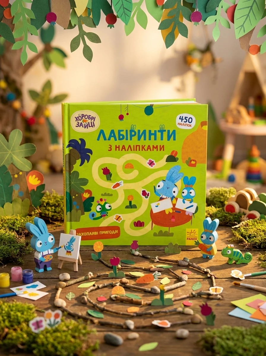 Хоробрі Зайці. Лабіринти з наліпками. Захопливі пригоди — Розвивальні книги