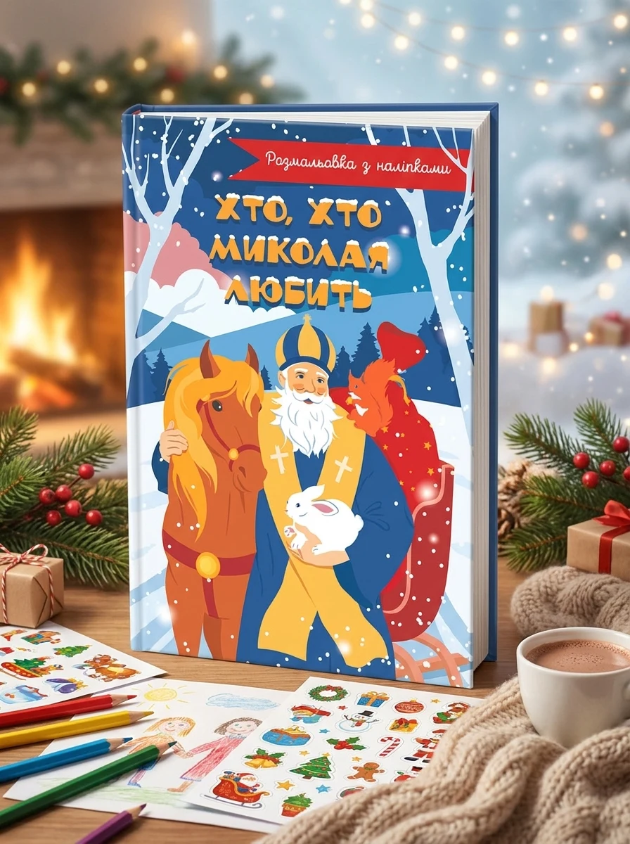 Хто, хто Миколая любить. Розмальовка з наліпками — Книги з наліпками