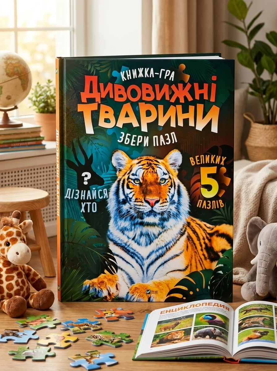 Книжка-гра. Дивовижні тварини. Збери пазл — Дитячі енциклопедії