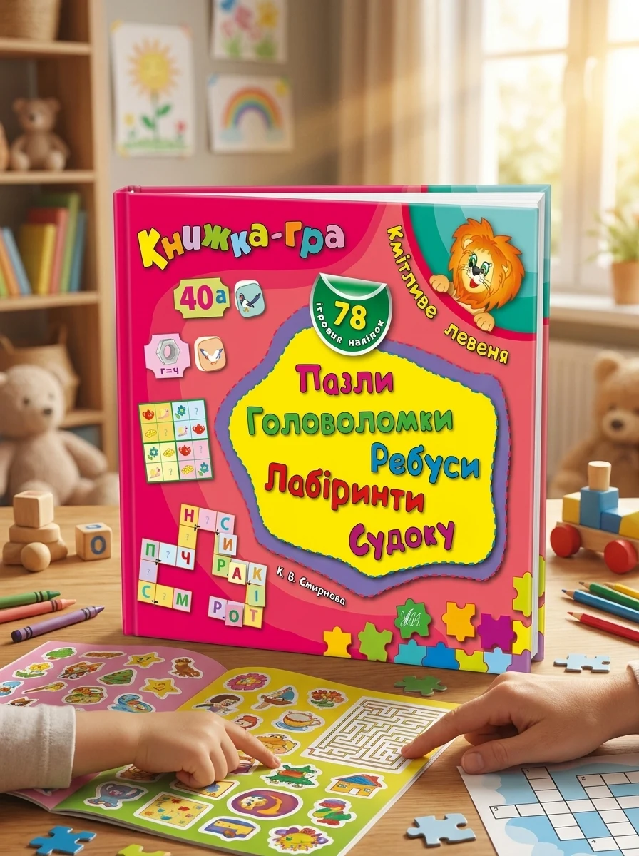 Книжка-гра. Кмітливе левеня. Пазли, головоломки, ребуси, лабіринти — Книги-іграшки