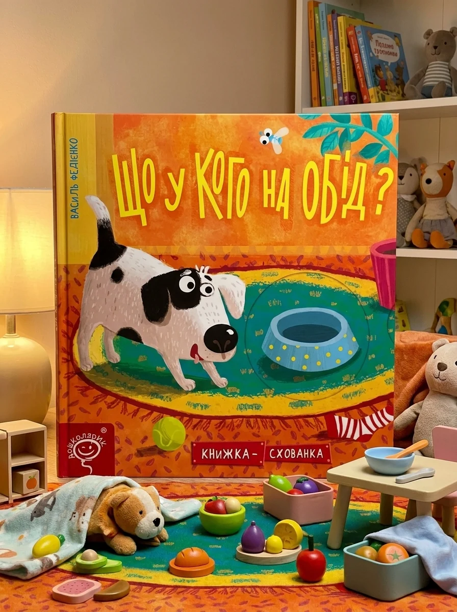Книжка-схованка. Що у кого на обід? — Розвивальні книги