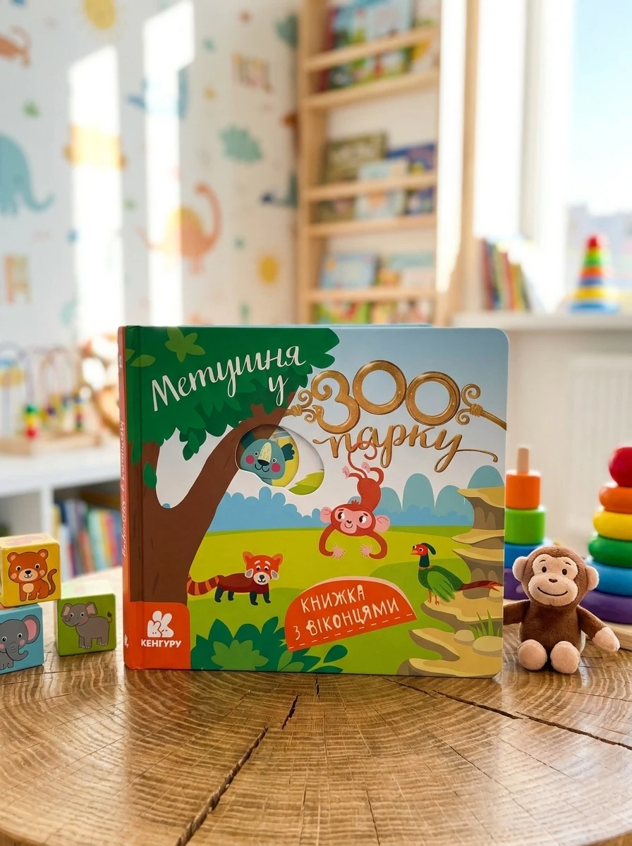 Книжка з віконцями. Метушня у зоопарку — Розвивальні книги