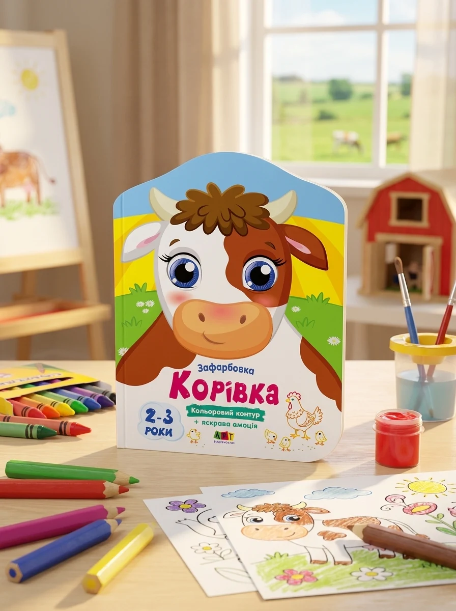 Кольорові зафарбовки. Корівка — Розмальовки для дітей