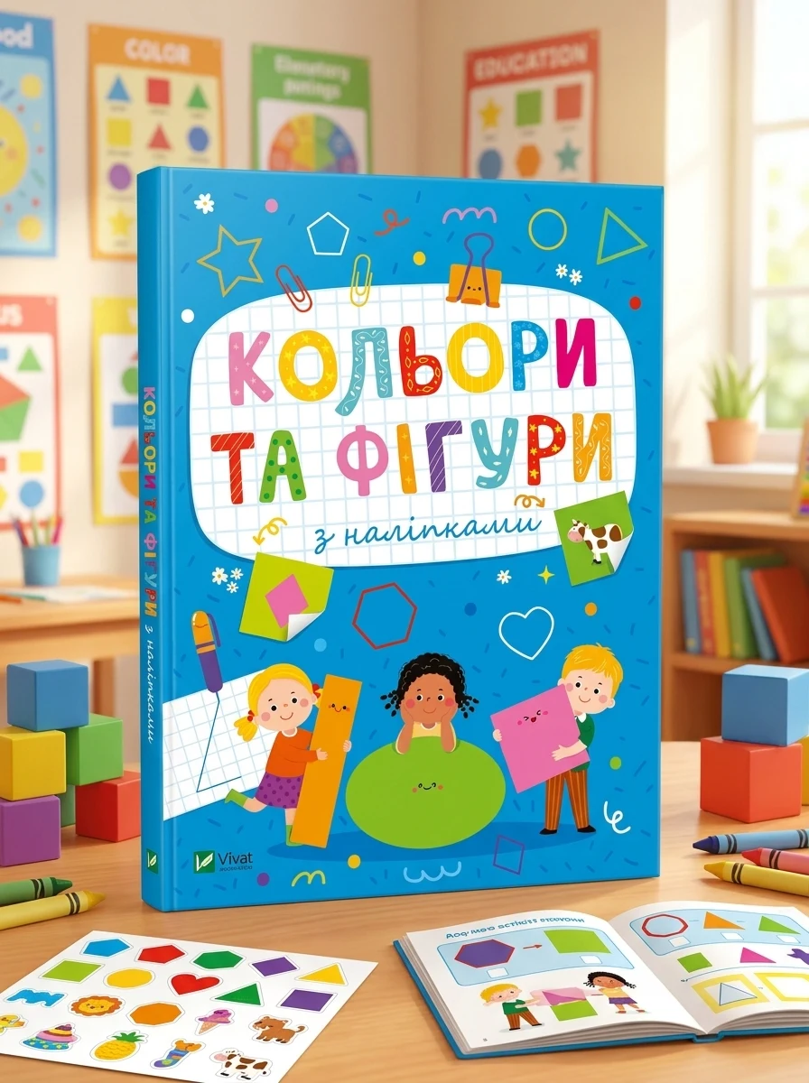 Кольори та фігури з наліпками — Книги з наліпками