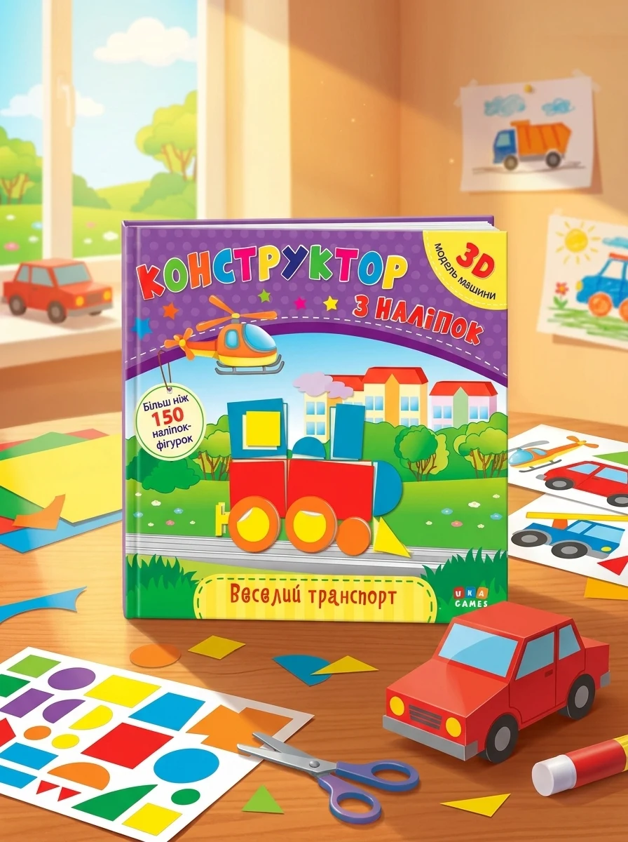 Конструктор з наліпок. Веселий транспорт — Книги з наліпками
