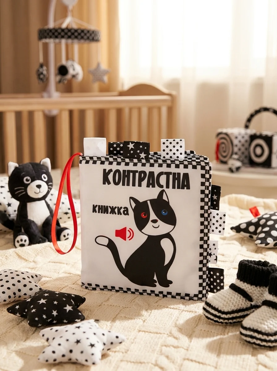 Контрастна книжка «Котик» — Книги-іграшки