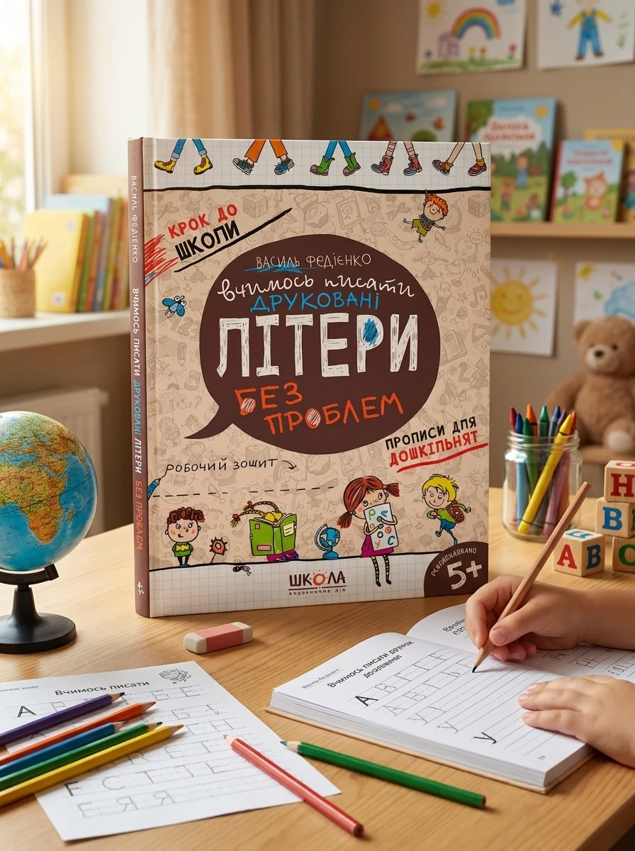Крок до школи. Вчимось писати друковані літері без проблем. Прописи для дошкільнят. Робочий зошит. Від 5 років — Розвивальні книги