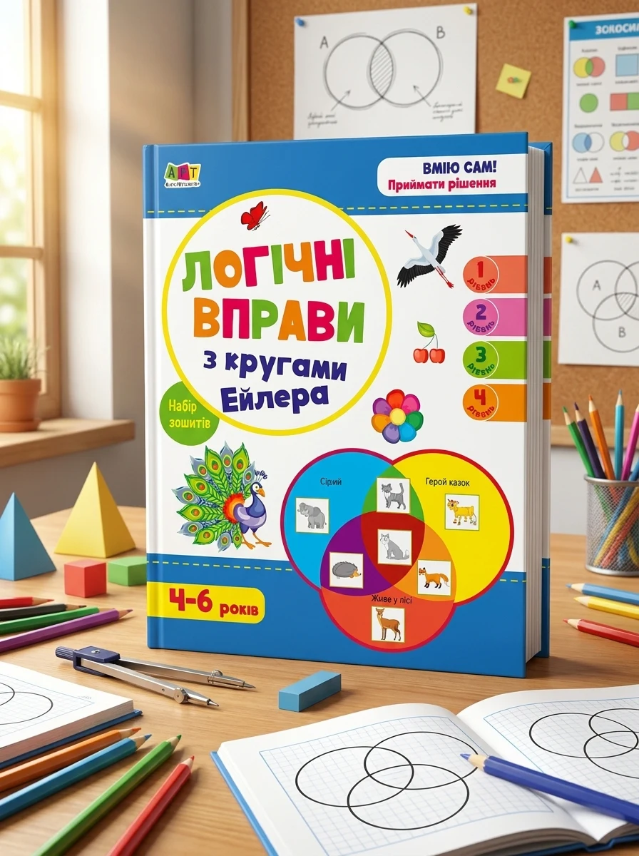 Логічні вправи з кругами Ейлера. Рівень 1-4. Набір зошитів — Розвивальні книги