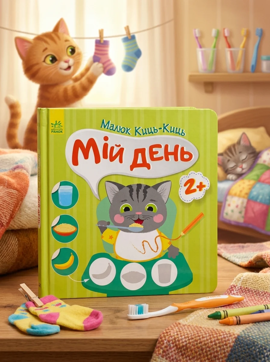 Малюк Киць-Киць. Мій день — Книги з наліпками