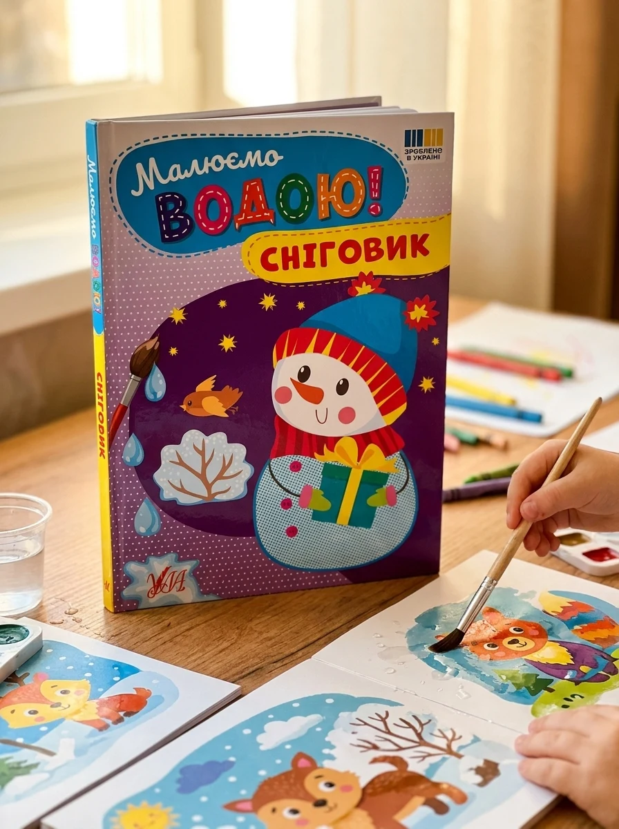 Малюємо водою! Сніговик — Розмальовки для дітей