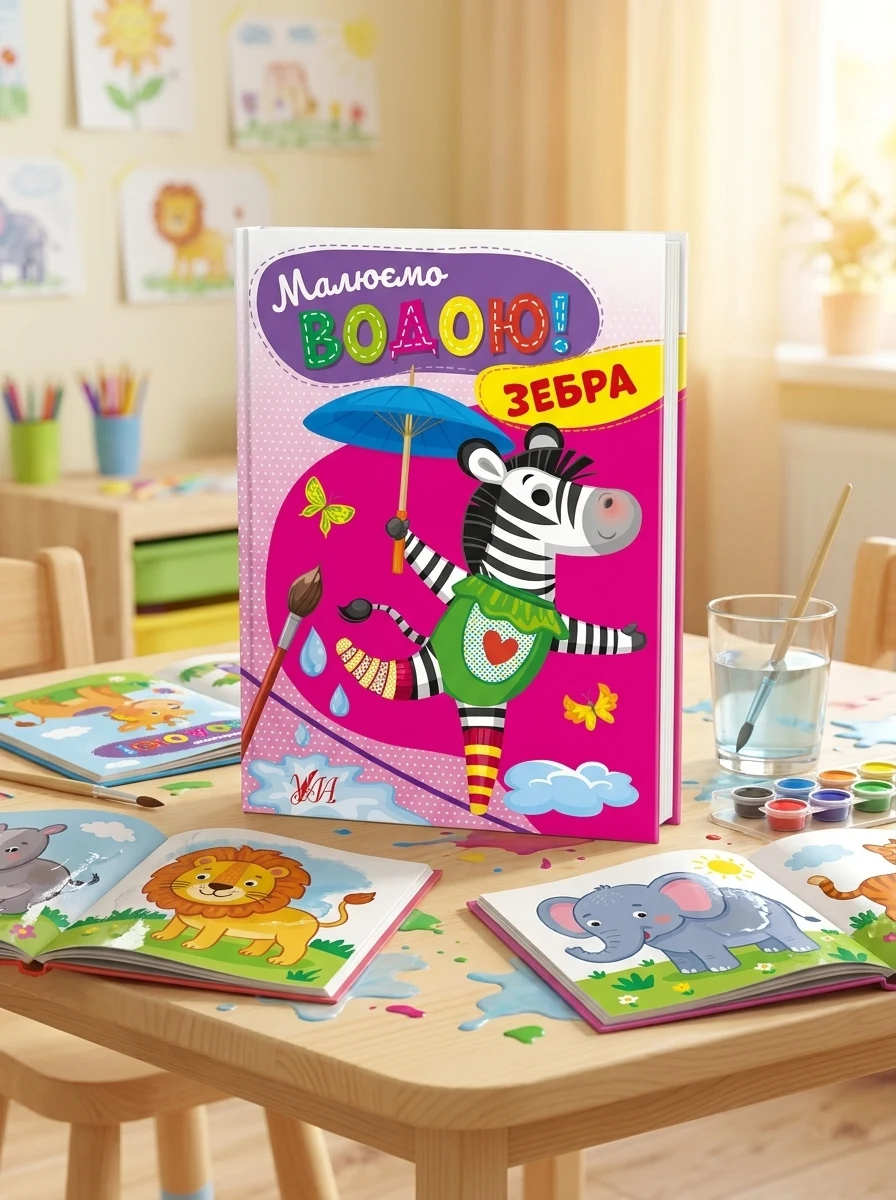 Малюємо водою! Зебра — Розмальовки для дітей