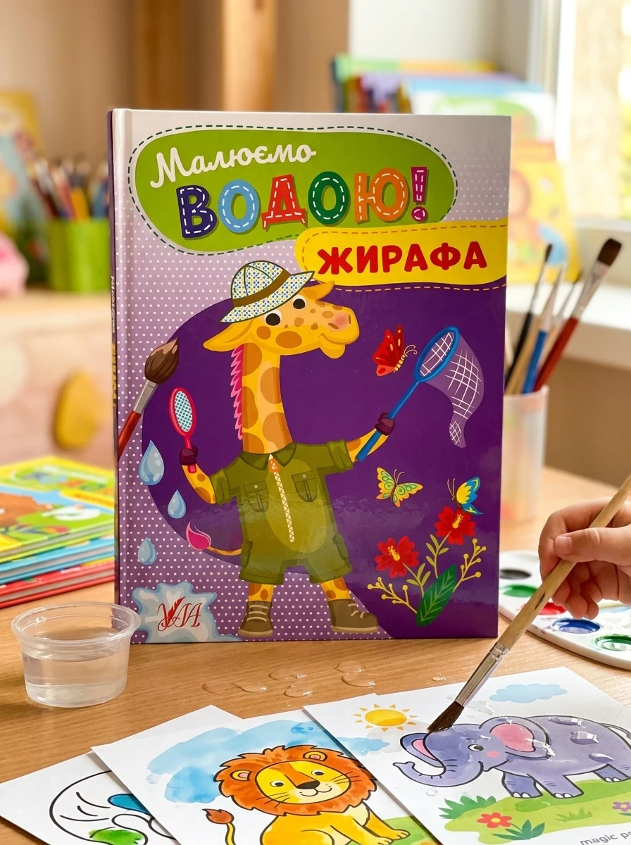 Малюємо водою! Жирафа — Розмальовки для дітей