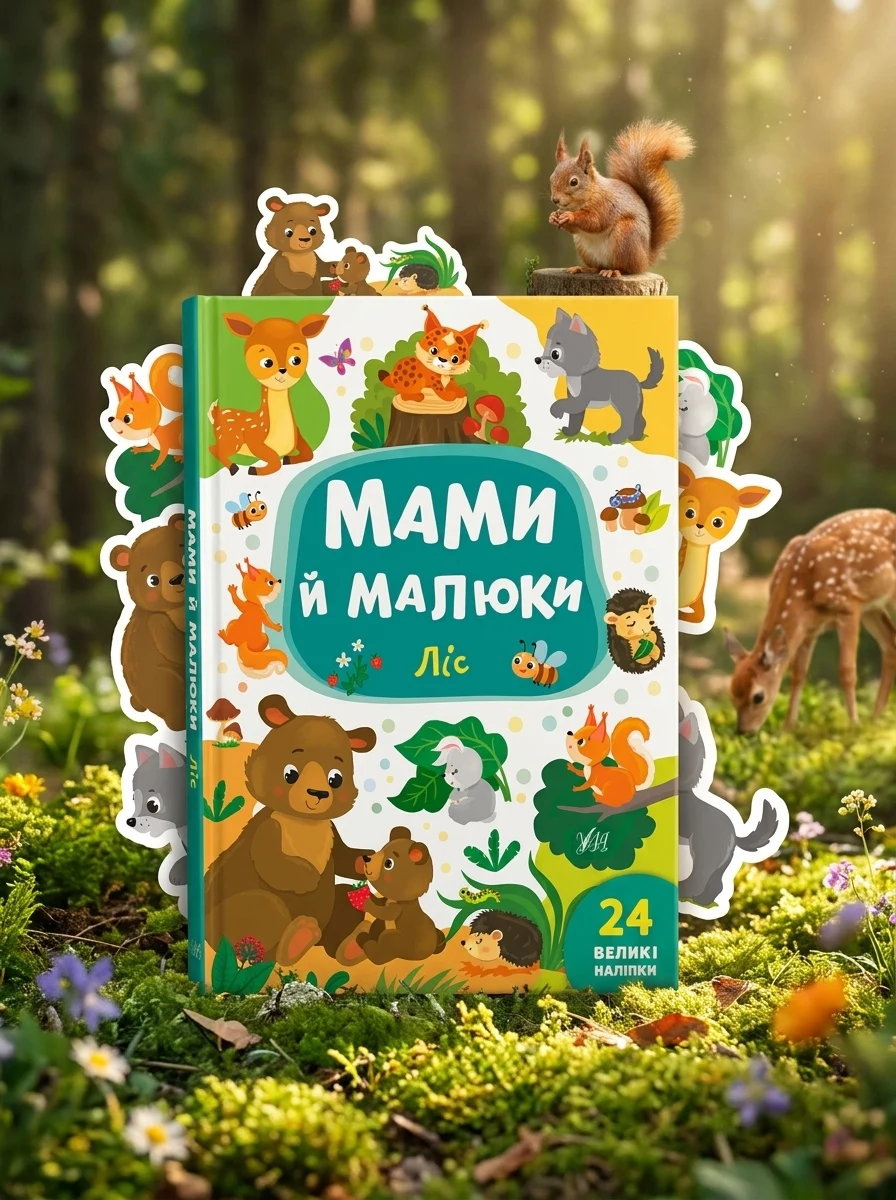 Мами й малюки. Ліс. 24 великі наліпки — фото 2