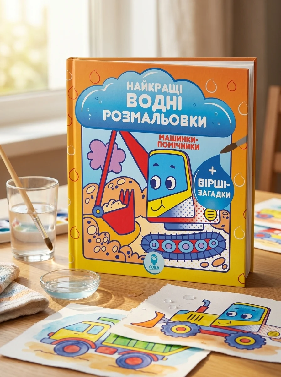 Машинки-помічники. Найкращі водні розмальовки — Розмальовки для дітей