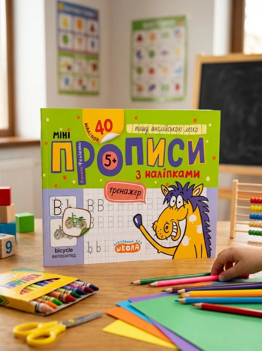 Мініпрописи з наліпками. Пишу англійською легко — Підготовка до школи
