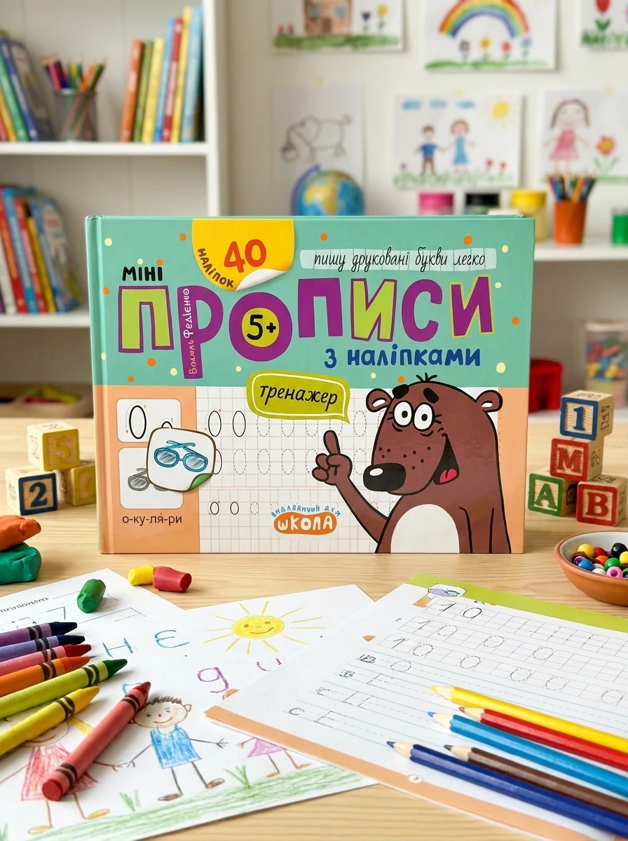 Мініпрописи з наліпками. Пишу друковані букви легко — Підготовка до школи