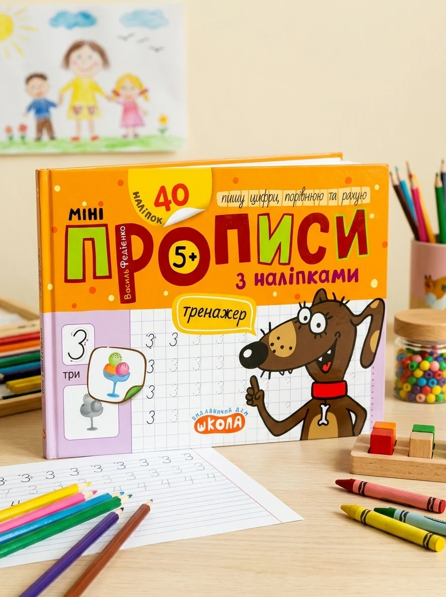 Мініпрописи з наліпками. Пишу цифри, порівнюю та рахую — Підготовка до школи