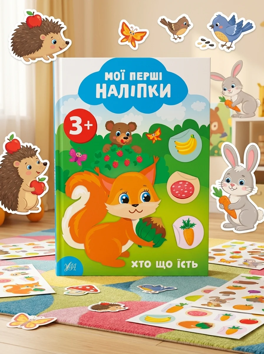 Мої перші наліпки. Хто що їсть. Від 3 років — Вімельбухи