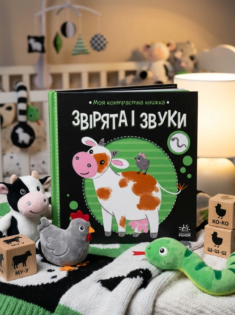 Моя контрастна книжка. Звірята і звуки — Розвивальні книги