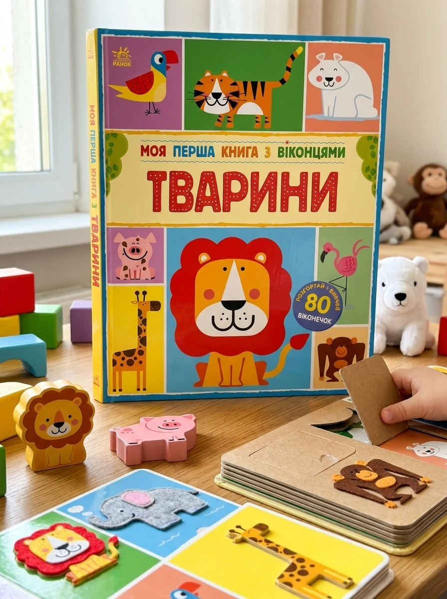 Моя перша книга з віконцями. Тварини — Книги-іграшки